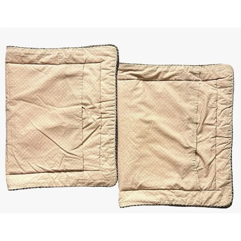 Croscill King Pillow Shams Green Gold Cinnamon Damask Rope Border Carrington
